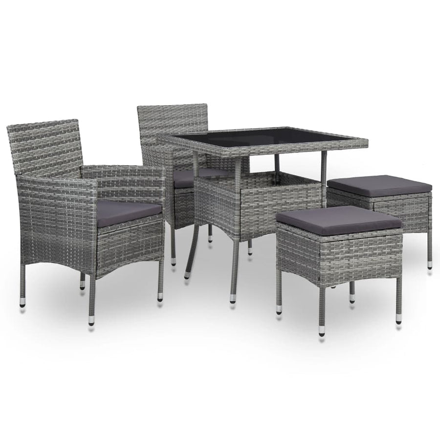 5-Delige Tuinset Poly Rattan En Glas Zwart