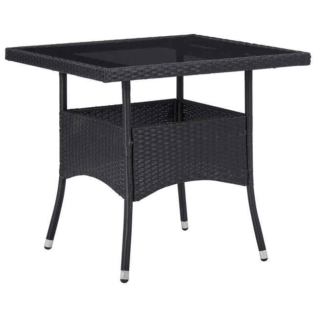 Tuintafel Poly Rattan En Glas Zwart