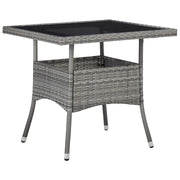 Garden table poly rattan and glass grey