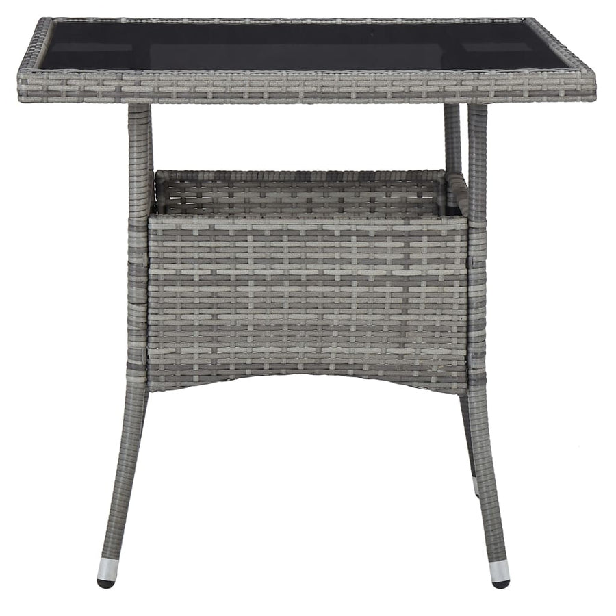 Tuintafel Poly Rattan En Glas Grijs