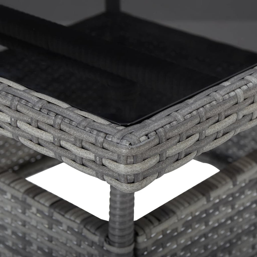 Tuintafel Poly Rattan En Glas Grijs