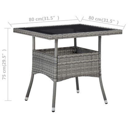 Tuintafel Poly Rattan En Glas Grijs