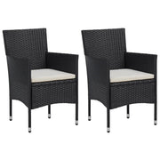 Tuinstoelen 2 st poly rattan zwart 52x57x84 cm