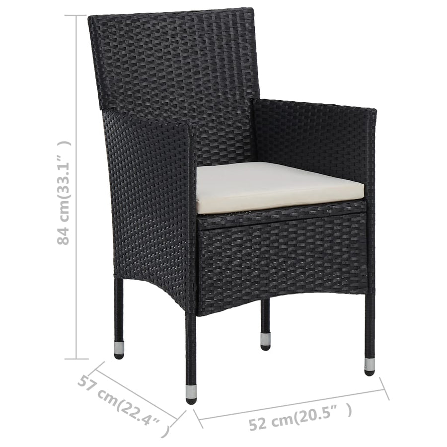 Tuinstoelen Poly Rattan Zwart