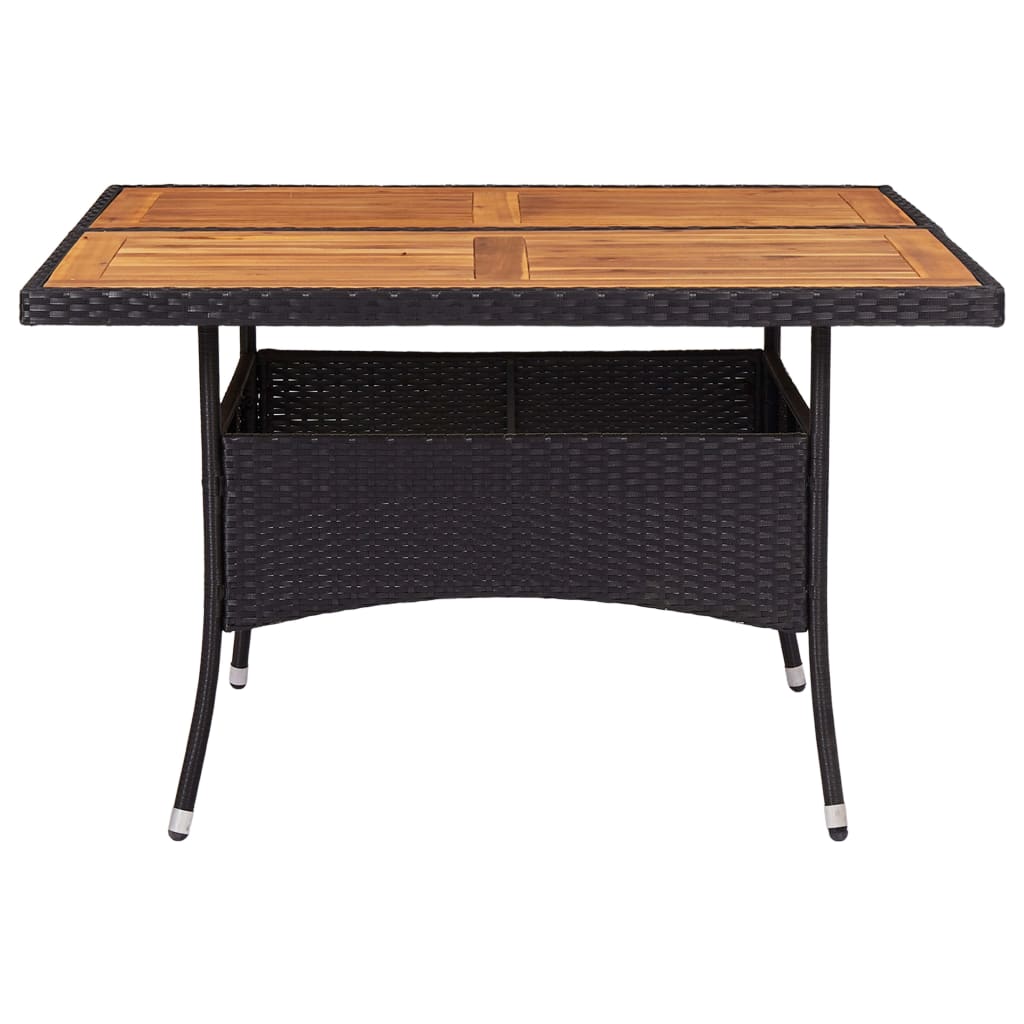 Tuintafel Poly Rattan En Massief Acaciahout Zwart en bruin