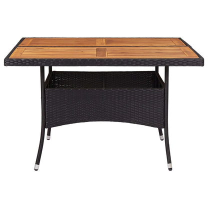 Tuintafel Poly Rattan En Massief Acaciahout Zwart en bruin