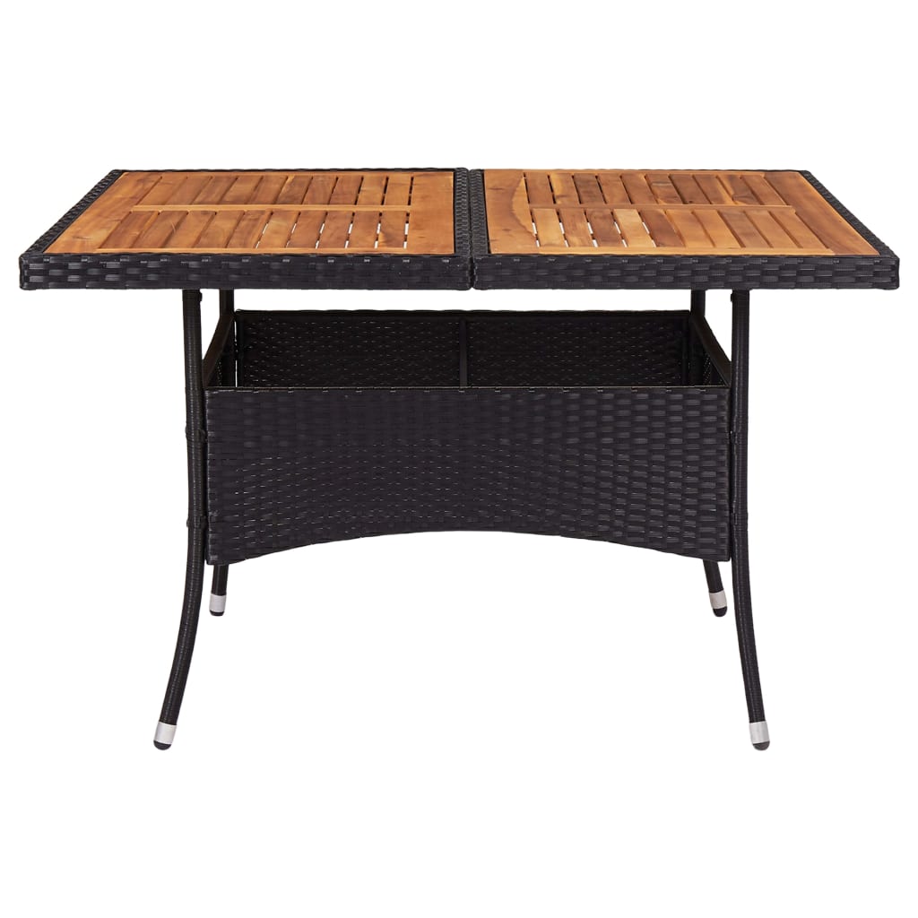 Tuintafel Poly Rattan En Massief Acaciahout Zwart en bruin