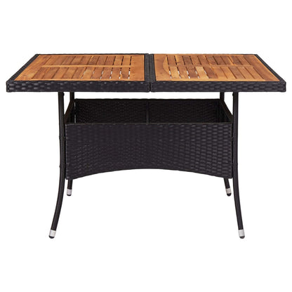 Tuintafel Poly Rattan En Massief Acaciahout Zwart en bruin