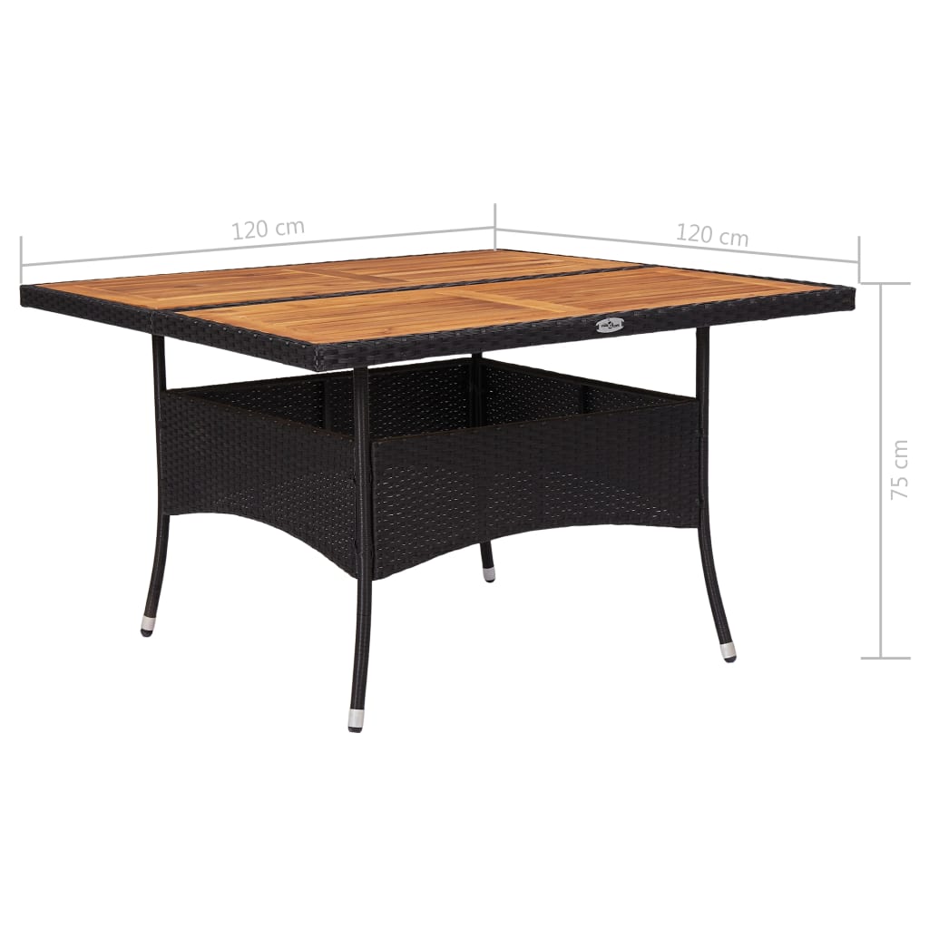 Tuintafel Poly Rattan En Massief Acaciahout Zwart en bruin