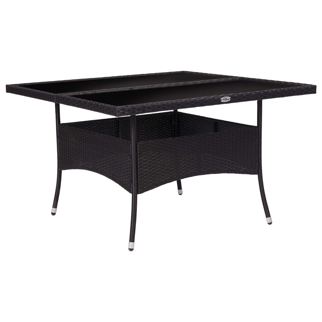 Tuintafel Poly Rattan En Glas Zwart
