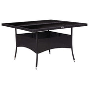 Garden table poly rattan and glass black