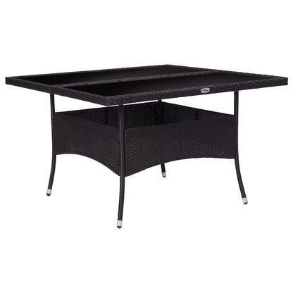Tuintafel Poly Rattan En Glas Zwart
