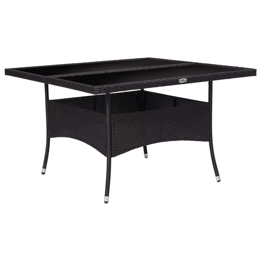 Tuintafel Poly Rattan En Glas Zwart