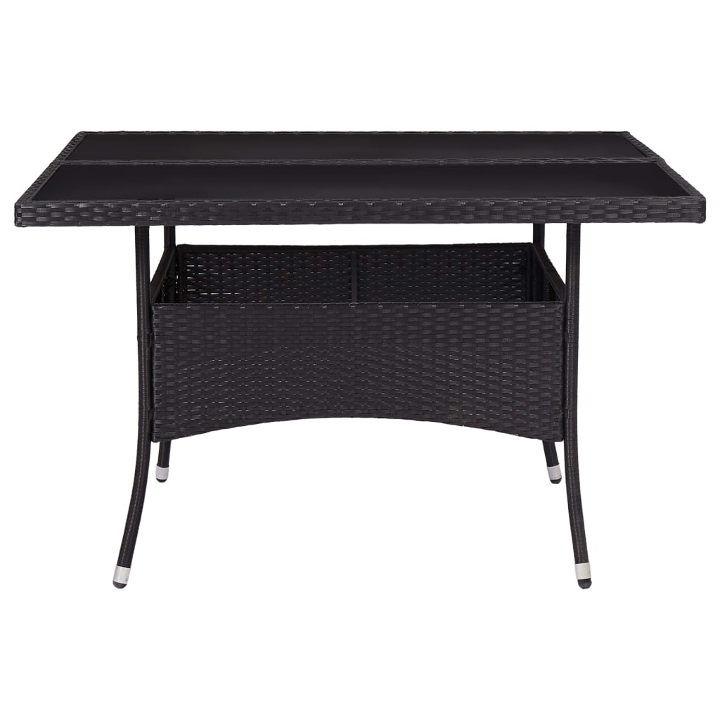 Tuintafel Poly Rattan En Glas Zwart