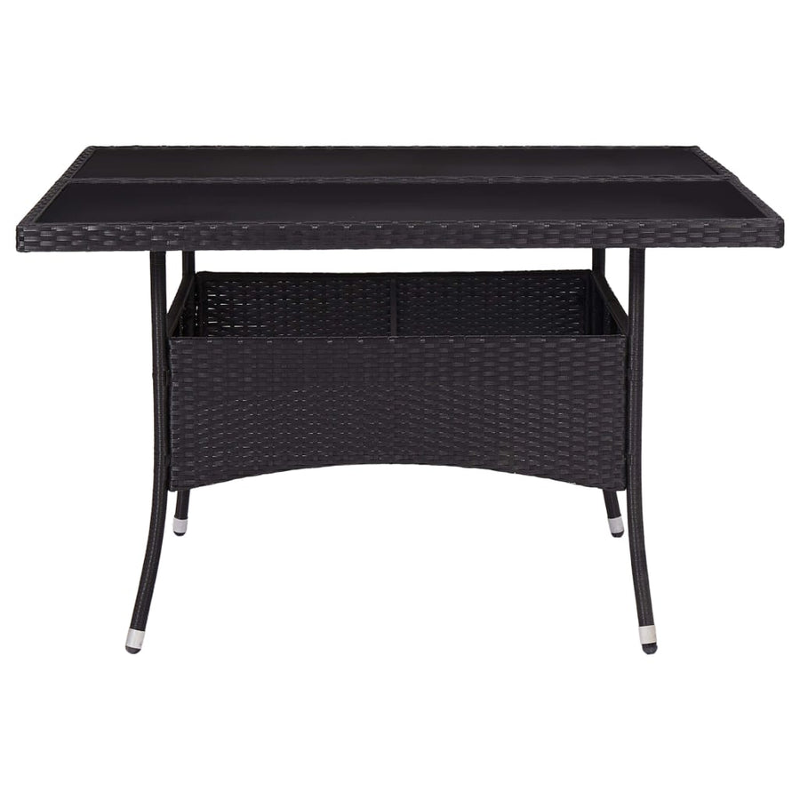 Tuintafel Poly Rattan En Glas Zwart