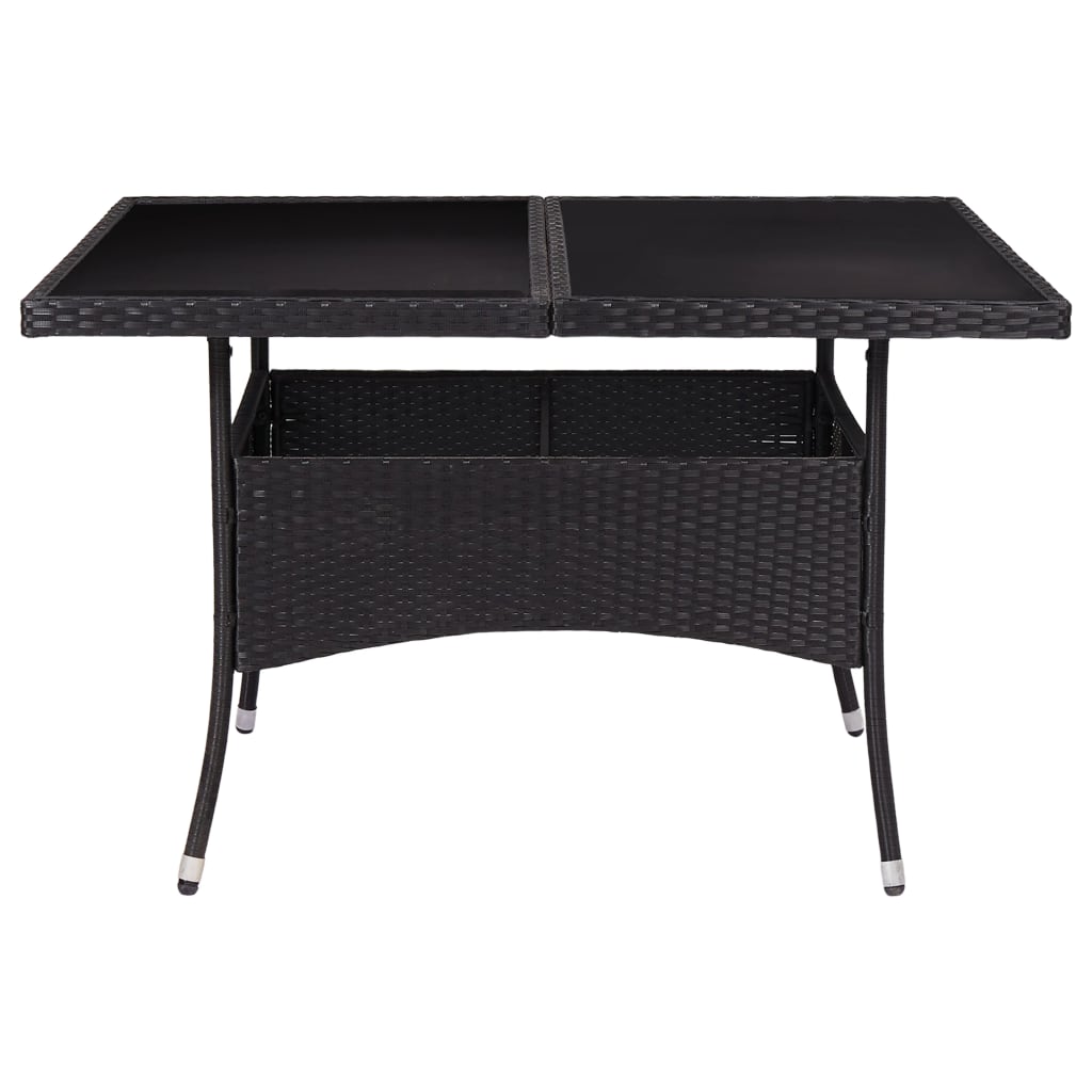 Tuintafel Poly Rattan En Glas Zwart
