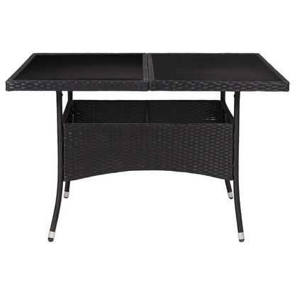 Tuintafel Poly Rattan En Glas Zwart
