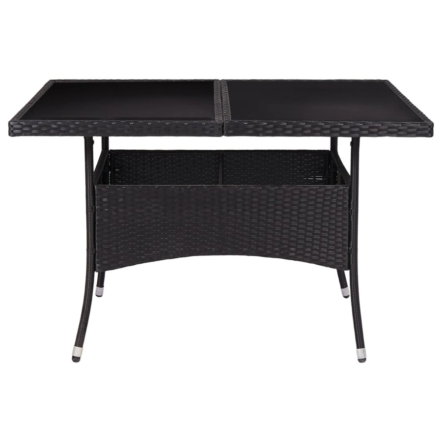 Tuintafel Poly Rattan En Glas Zwart