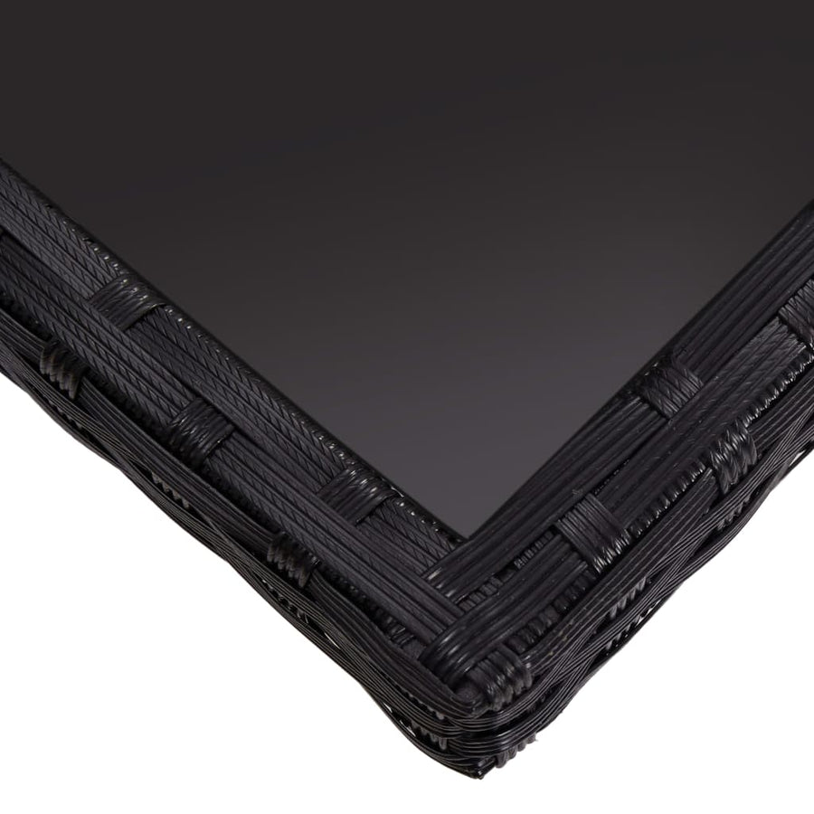 Tuintafel Poly Rattan En Glas Zwart