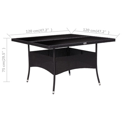 Tuintafel Poly Rattan En Glas Zwart