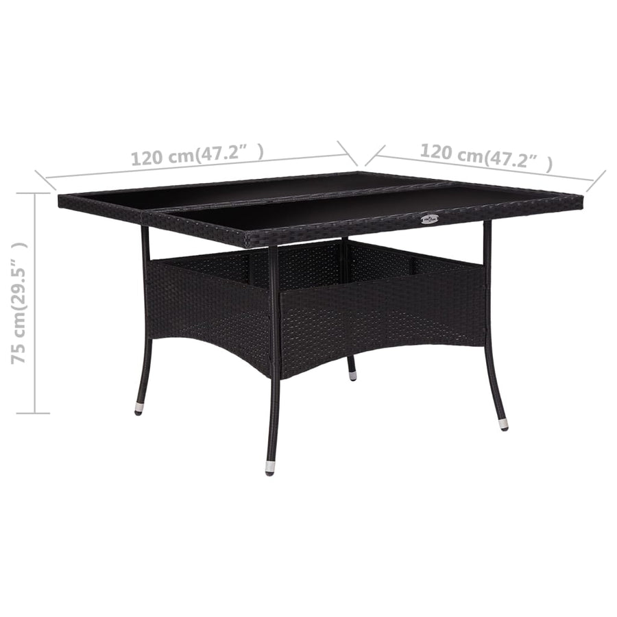 Tuintafel Poly Rattan En Glas Zwart