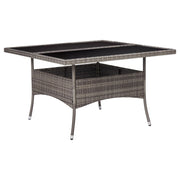 Garden table poly rattan and glass grey