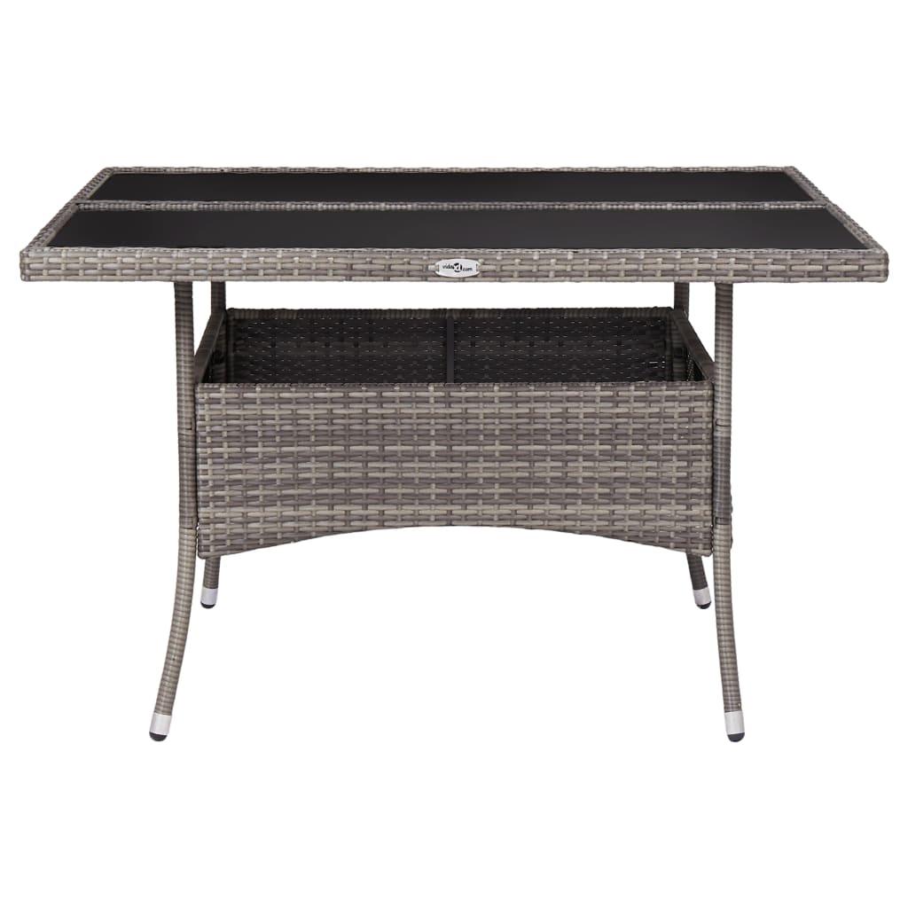 Tuintafel Poly Rattan En Glas Grijs