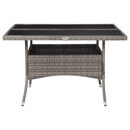 Tuintafel Poly Rattan En Glas Grijs