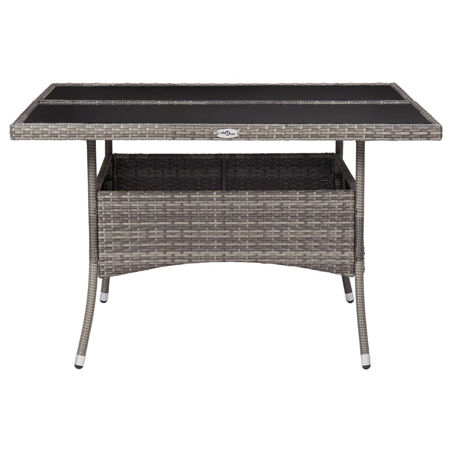 Tuintafel Poly Rattan En Glas Grijs