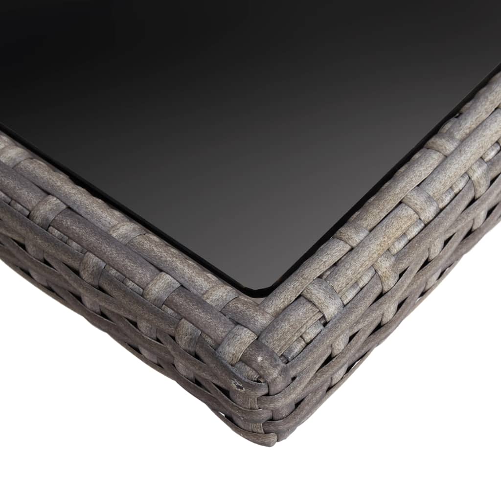 Tuintafel Poly Rattan En Glas Grijs