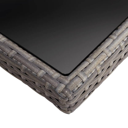 Tuintafel Poly Rattan En Glas Grijs