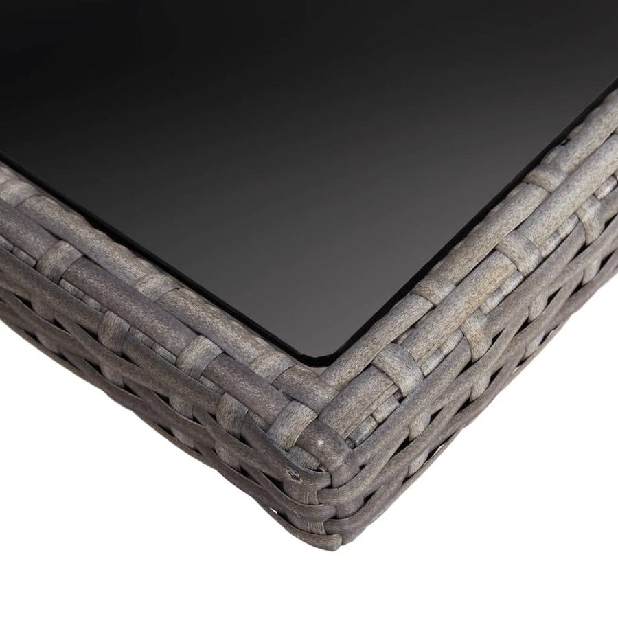 Tuintafel Poly Rattan En Glas Grijs