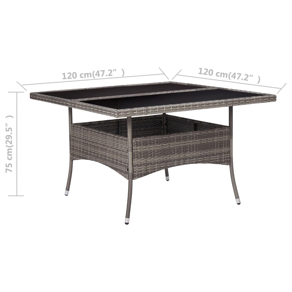 Tuintafel Poly Rattan En Glas Grijs