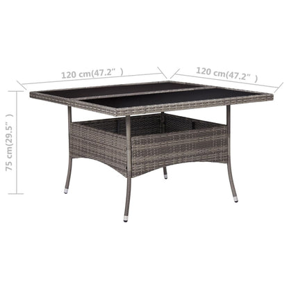 Tuintafel Poly Rattan En Glas Grijs