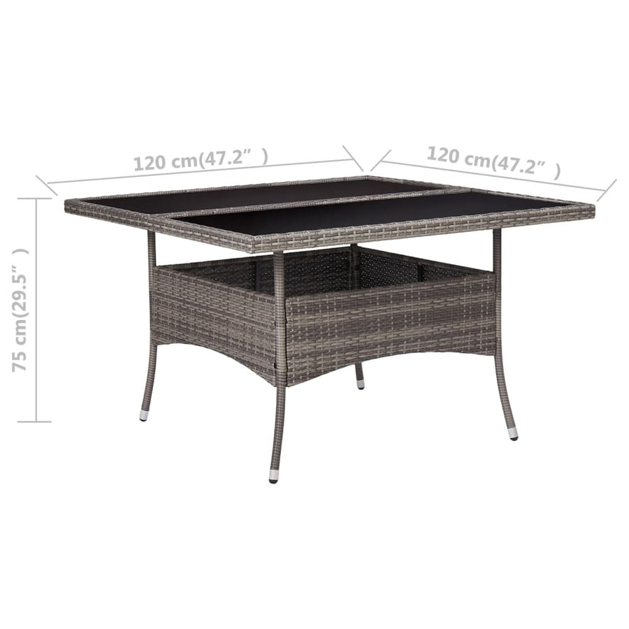 Tuintafel Poly Rattan En Glas Grijs