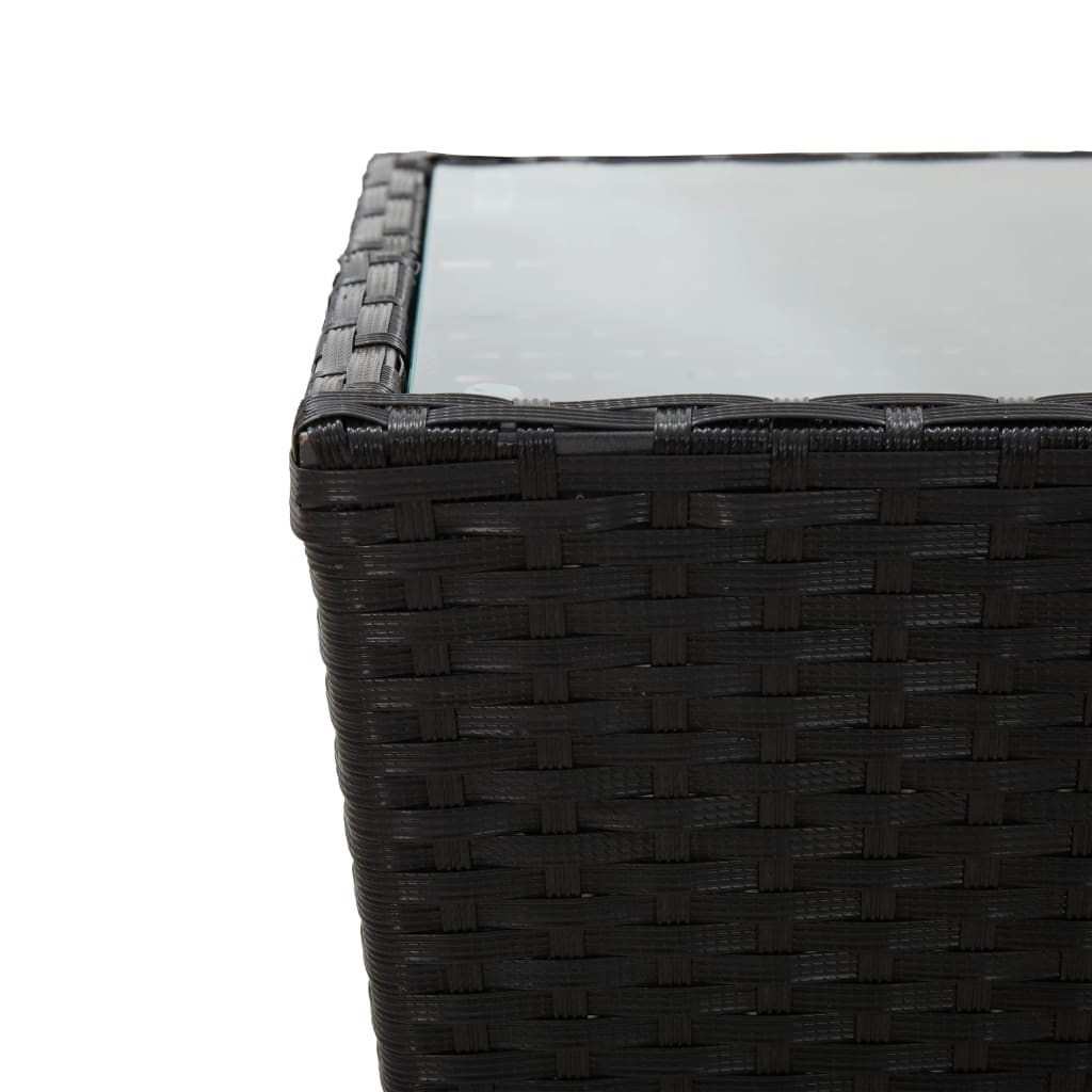 Theetafel 4,5X4,5X43 Cm Poly Rattan En Gehard Zwart Glas