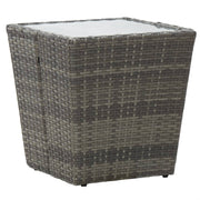 Theetafel 41,5x41,5x43 cm poly rattan gehard glas grijs