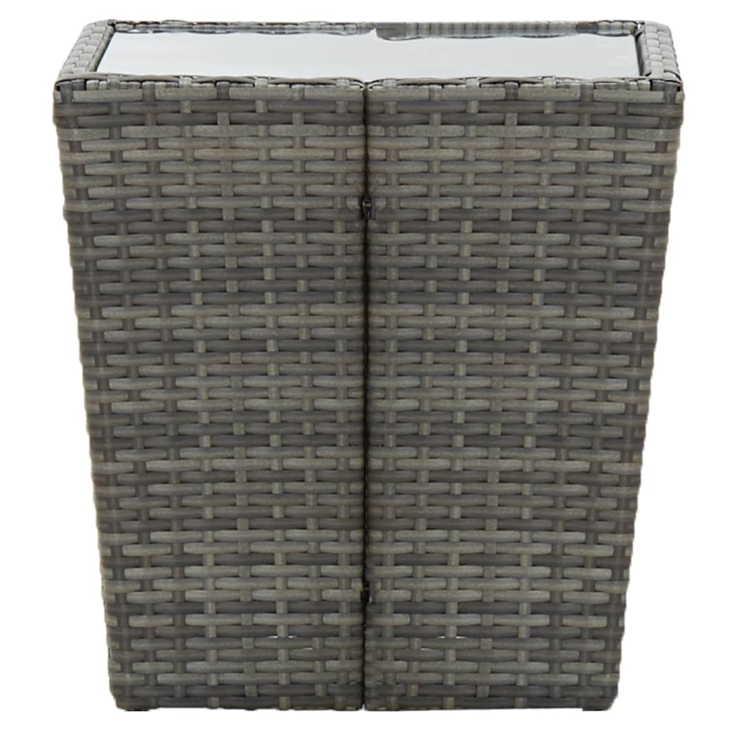 Theetafel 4,5X4,5X43 Cm Poly Rattan En Gehard Grijs Glas