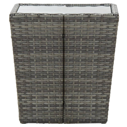 Theetafel 4,5X4,5X43 Cm Poly Rattan En Gehard Grijs Glas
