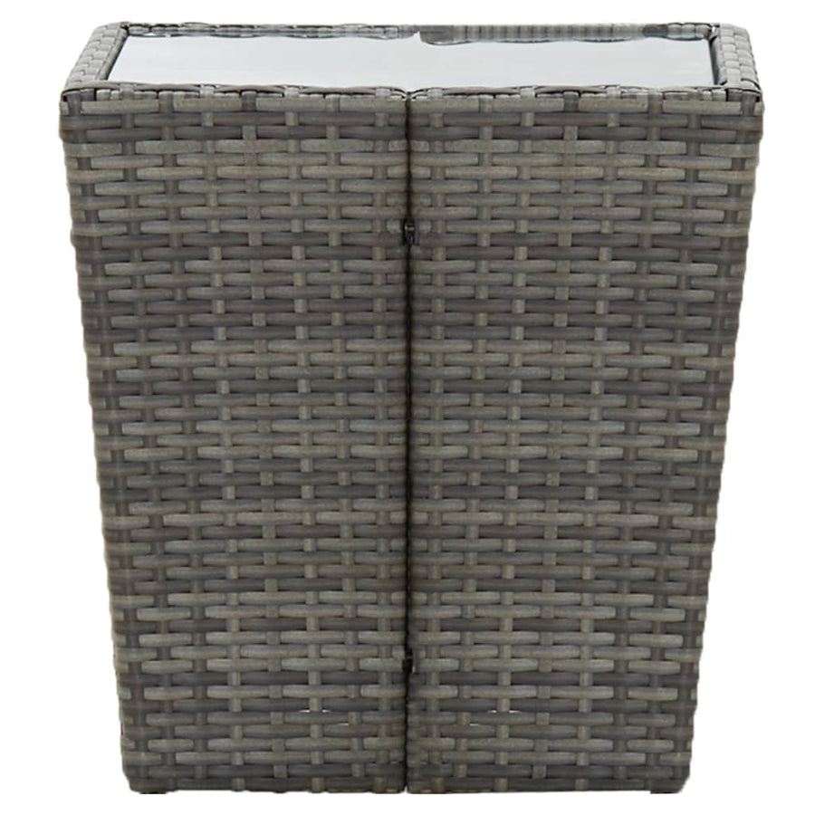 Theetafel 4,5X4,5X43 Cm Poly Rattan En Gehard Grijs Glas