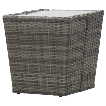 Theetafel 4,5X4,5X43 Cm Poly Rattan En Gehard Grijs Glas