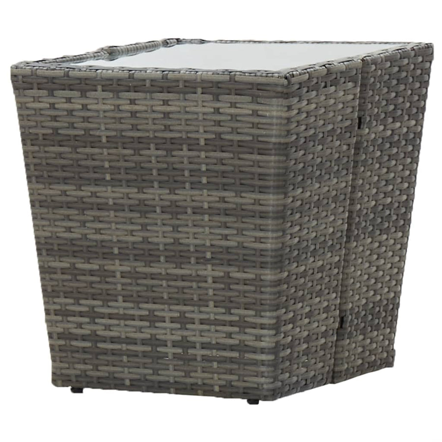 Theetafel 4,5X4,5X43 Cm Poly Rattan En Gehard Grijs Glas