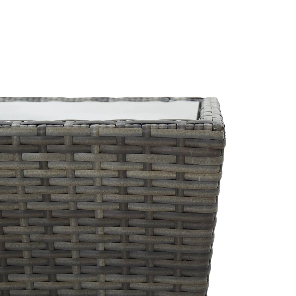 Theetafel 4,5X4,5X43 Cm Poly Rattan En Gehard Grijs Glas