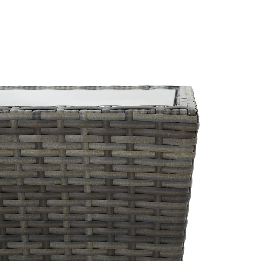 Theetafel 4,5X4,5X43 Cm Poly Rattan En Gehard Grijs Glas