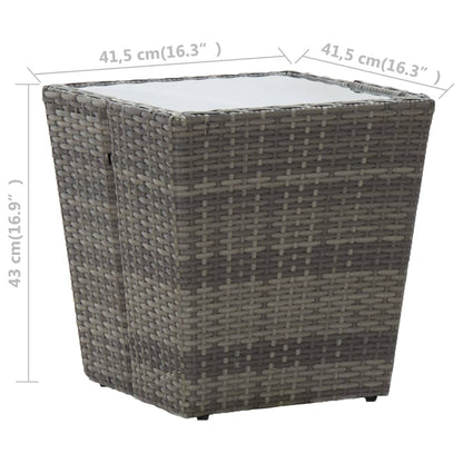 Theetafel 4,5X4,5X43 Cm Poly Rattan En Gehard Grijs Glas