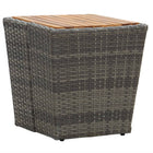 Tea table 41.5x41.5x43 cm poly rattan solid acacia wood grey