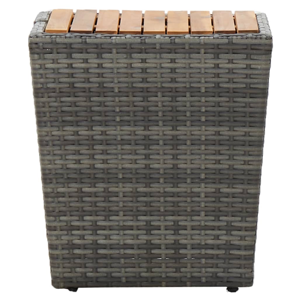 Theetafel 4,5X4,5X43 Cm Poly Rattan Massief Acacia Grijs Hout