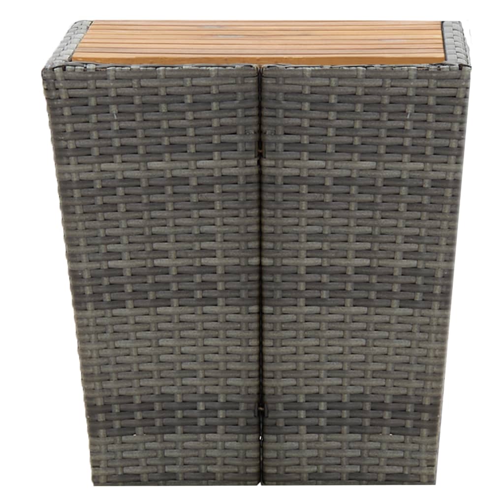 Theetafel 4,5X4,5X43 Cm Poly Rattan Massief Acacia Grijs Hout
