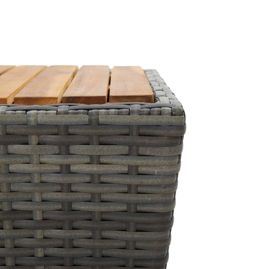 Theetafel 4,5X4,5X43 Cm Poly Rattan Massief Acacia Grijs Hout