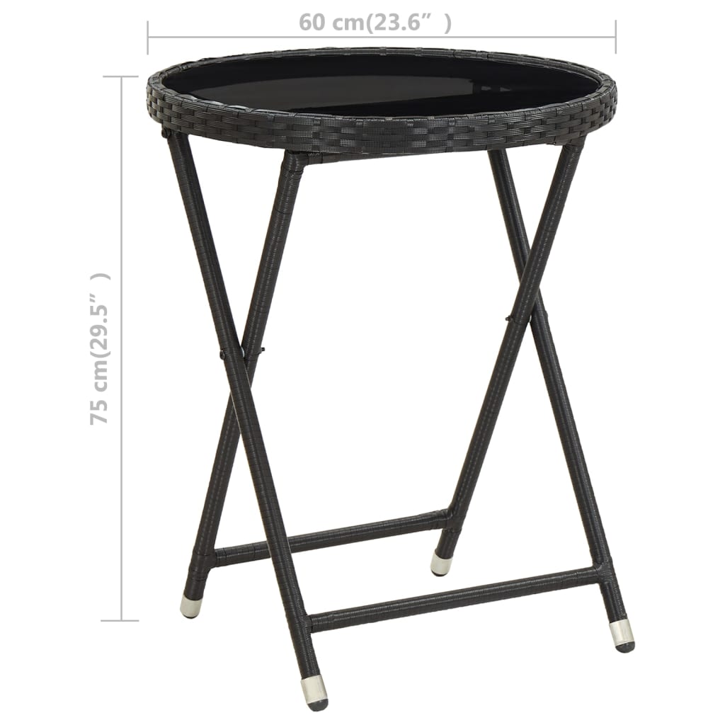 Theetafel 60 Cm Poly Rattan En Gehard Zwart